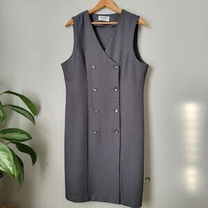WORN ONCE ALFRED DUNNER MINIMALIST DOUBLE BREASTED SHIFT MIDI DRESS SIZE 10/ M